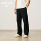 SIMWOOD/簡(jiǎn)木男裝【BAGGY版型】340g超寬松粗斜紋運(yùn)動(dòng)彎刀衛(wèi)褲SO210155 黑色 M (建議126-145斤)