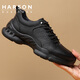 哈森（Harson）頭層牛皮男鞋春季商務(wù)休閑皮鞋厚底公務(wù)通勤運動(dòng)健步高端休閑鞋 黑色 42 (260mm)