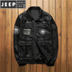 JEEP SPIRIT美國飛行員皮夾克男潮外套2025新款秋冬季加絨加厚翻領(lǐng)皮衣男 5836黑色 薄款 尺碼偏小 參考尺碼表