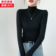 槿城打底衫2025新款女秋冬內(nèi)搭白色長(zhǎng)袖t恤磨毛加絨加厚百搭高領(lǐng)上衣 黑色H528 2XL 適合140-160斤