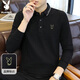 花花公子（PLAYBOY）T恤男長(zhǎng)袖春夏季男士polo打底衫寬松潮流上衣服休閑男裝 黑色 XL
