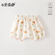 貝樂(lè )咿嬰兒褲子夏季薄款男女寶寶外穿短褲休閑松緊腰大pp褲夏沙灘褲冰絲 6883-蘋(píng)果小熊 80 （9-12個(gè)月18-22斤）