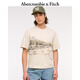 ABERCROMBIE & FITCH男裝25夏季美式復古印花圖案百搭寬松圓領短袖T恤KI123-5020 米黃色 M (180/100A)