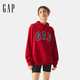 Gap男女裝2025春季新款貼布繡logo連帽衫衛衣經(jīng)典上衣美版 紅色 868460 XS 美碼 S亞洲碼175/88A