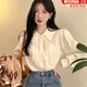 哈魯?shù)细呒壐邪咨r衫女春秋內(nèi)搭設(shè)計感小眾polo領(lǐng)長袖襯衣疊穿馬甲上衣 白色 M （90-105斤）