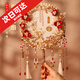 結(jié)婚新娘團扇香檳古風雙圈成品中式婚禮秀禾扇手工喜扇diy材料包 香檳款玉貌花容 diy材料包(自己制作)