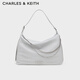CHARLES&KEITH大容量尼龍鏈條單肩包托特包包女包生日禮物CK2-20271479 Light Grey淺灰色 特大包