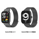 米布斯（mijobs）適用紅米手表5/4/3/2/1表帶Redmi watch5/4/3/2/1手表表帶金屬磁吸卡不銹鋼 【磁吸款】黑 紅米手表2/1表帶