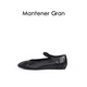 MANTENER GRAN褶皺羊皮單鞋女2025新款軟皮芭蕾鞋平底瑪麗珍鞋 MG女鞋 黑色 現(xiàn)貨 35