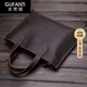 古梵緹（GUFANTI） 真皮頭層牛皮公文包男 大容量復古手提包文件包電腦包父親節禮物 【咖啡色】真頭層牛皮· 可裝ipad