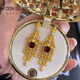 福來(lái)島黃金耳釘時(shí)尚古法金足金999婚嫁金首飾黛絲石榴石流蘇耳飾 工費：1570元 10.49克