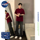 NASAWASSUP重磅純棉短袖男款夏季潮牌t恤男美式寬松半截袖內搭半袖五分袖 酒紅色T1 【重磅280克】 2XL 【建議150斤-180斤】