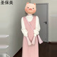 圣保美溫柔風(fēng)粉色背心連衣裙女2025新款春秋季小個(gè)子高級感穿搭套裝長(cháng)裙 套裝【針織衫+連衣裙】 S 碼