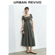 UR秋季新款女裝休閑簡(jiǎn)約拼接修身短袖連衣裙UWM750025 暖灰 (偏長(cháng)) S