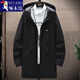 啄木鳥(niǎo)（TUCANO）春秋季風(fēng)衣男學(xué)生韓版帥氣中長(cháng)款外套男青年薄款休閑寬松上衣男潮 10818-8029黑色常規 2XL (135-150斤）