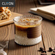 CLITON咖啡杯日式錘紋防燙玻璃杯子茶杯家用高顏值拿鐵濃縮杯玻璃水杯