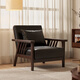 徹徹中古風(fēng)單人沙發(fā)椅客廳陽(yáng)臺實(shí)木復古椅子設計師款休閑椅臥室小沙發(fā) 經(jīng)典黑【厚實(shí)肉感油蠟皮】