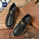 海瀾之家（HLA）男鞋秋冬休閑皮鞋男士復古工裝鞋子男款HAAGZM1EBB033 黑色45
