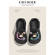 chedoir2025新款鯊魚(yú)貝貝洞洞鞋夏季女戶(hù)外時(shí)尚百搭休閑厚底包頭涼拖鞋 黑色+黑 36-37