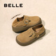 百麗（Belle）吳千語同款雪頂咖啡勃肯鞋羊毛閃穿女鞋D1V1DDM4 【張婧儀同款】土黃色 37 (235mm)