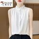 啄木鳥(niǎo)法式無(wú)袖木耳領(lǐng)打底2025夏季新款內搭緞面荷葉襯衫上衣感背心 【白色】木耳邊無(wú)襯衫 L 【100-110斤】