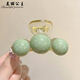 美麗公主（Beautiful princess ）亞克力珍珠珠大號(hào)盤發(fā)抓夾低丸子頭后腦勺網(wǎng)紅鯊魚(yú)夾發(fā)夾頭飾 2#綠色3顆珠子7cm