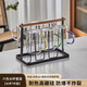 花溪樹家庭用玻璃喝水杯帶把手高硼硅耐高溫待客廳泡茶早餐牛奶杯一套裝 杯架+混合6色 300ml 6只