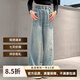 漢唐貝貝女童春秋款牛仔褲兒童2025春季新款女大童闊腿褲直筒洋氣休閑褲子 淺藍(lán)色 130 (建議115-125cm 5.2-7周歲)