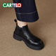 卡帝樂(lè )鱷魚(yú)（CARTELO）真皮圓頭切爾西短靴女2025春秋新款英倫風(fēng)松糕厚底馬丁女靴新品 黑色 單里 36
