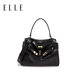 ELLE女包軟牛皮斜挎手提包托特包腋下包情人節新年禮物25006黑