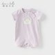 戴維貝拉（DAVE＆BELLA）夏天薄款嬰兒衣服新生兒夏季短袖連體衣嬰幼兒包屁衣寶寶空調服裝 紫色DB2235928-A 90cm （建議身高80-90cm）