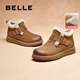 百麗（Belle）時尚舒適高幫休閑鞋女商場同款真皮保暖鞋D4N1DDD4 棕色 36 (230mm)