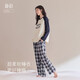靜韻【超柔軟】睡衣女春秋季休閑軟棉棉家居服格子褲可外穿長(cháng)袖套裝