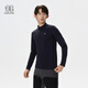 KOLON SPORT/可隆半拉鏈長(cháng)袖 男子戶(hù)外休閑無(wú)縫一體織棉感彈力拼接內搭T恤 LHZT5SN033-BK 黑色 3XL 190/108B