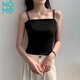 NOME吊帶背心女一字肩打底內搭帶胸墊外穿美背 黑色【不帶罩杯】 L 