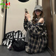 DXOT韓系格子防曬襯衫女2025春秋新款小個子慵懶復(fù)古寬松襯衣長袖外套 格子襯衫 M 建議 95-105斤