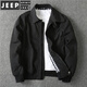 JEEP SPIRIT歐美復(fù)古秋季男款防風(fēng)防水翻領(lǐng)夾克風(fēng)衣外套短款百搭運(yùn)動(dòng)服 黑色 (偏小) XL 建議155-165斤