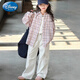 迪士尼（Disney）女童襯衫春裝2025新款格子洋氣女孩襯衣超好看兒童春秋款長(cháng)袖外套 剪花格子襯衫 170