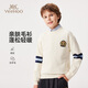 英氏（YEEHOO）男童毛衣兒童針織衫中大童裝長(cháng)袖上衣圓領(lǐng)學(xué)院風(fēng)秋裝 米白色 120