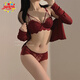 淘可夢本命年紅色內(nèi)衣套裝性感少女文胸聚攏無鋼圈收副乳防下垂舒適胸罩 酒紅(套裝) MD152 80A 36B(通杯)