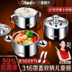 歐樂多（Olodo）德國(guó)316不銹鋼碗兒童碗吃飯碗雙層防燙湯碗帶蓋寶寶輔食碗雙耳碗 大號(hào)【雙耳款】+小熊蓋+兒童叉勺