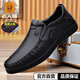老人頭2025秋冬新款舒適真皮軟底男士休閑鞋輕便百搭中老年軟皮高檔皮鞋 黑色 96736 40