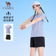 駱駝（CAMEL）速干運(yùn)動(dòng)服女短袖T恤褲跑步兩件套裝 J25BAXLN076 薇紫色/黑 L