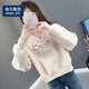棉致衛衣女圓領(lǐng)2025新款寬松短款套頭印花小眾秋冬衛衣女 杏色英文 L 建議100-120斤