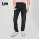 Lee25新品723修身中腰直筒黑灰色男牛仔褲潮流顯瘦
