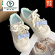 啄木鳥(niǎo)新款時(shí)尚圓頭增高厚底小白鞋女款2024新款春秋百搭運(yùn)動(dòng)板鞋子 藍(lán)色 36