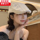 槿城日系純色前進帽女復(fù)古毛邊顯臉小鴨舌帽時尚文藝報童帽MZ-231 白色 均碼 均碼（54-59cm）
