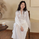族瑪士睡裙法式復古可外穿大碼高級感春秋季長(cháng)袖2026新款家居服純棉睡衣 S83351#竹節棉（連衣裙）-澳白 M 純棉內襯防透/可外出穿