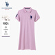 U.S. POLO ASSN.女士短袖POLO領(lǐng)白色連衣裙A版中裙寬松休閑長(zhǎng)款T恤裙 橡皮紅 L 