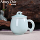 FANCYCHIC青瓷春夏秋冬四季杯陶瓷茶具茶杯帶蓋辦公杯泡茶杯情侶杯水杯 弟窯粉青